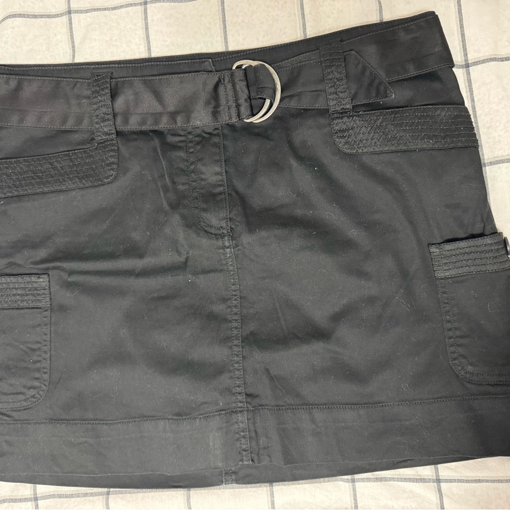 White House Black Market Black cargo Skirt with Silver Buckle